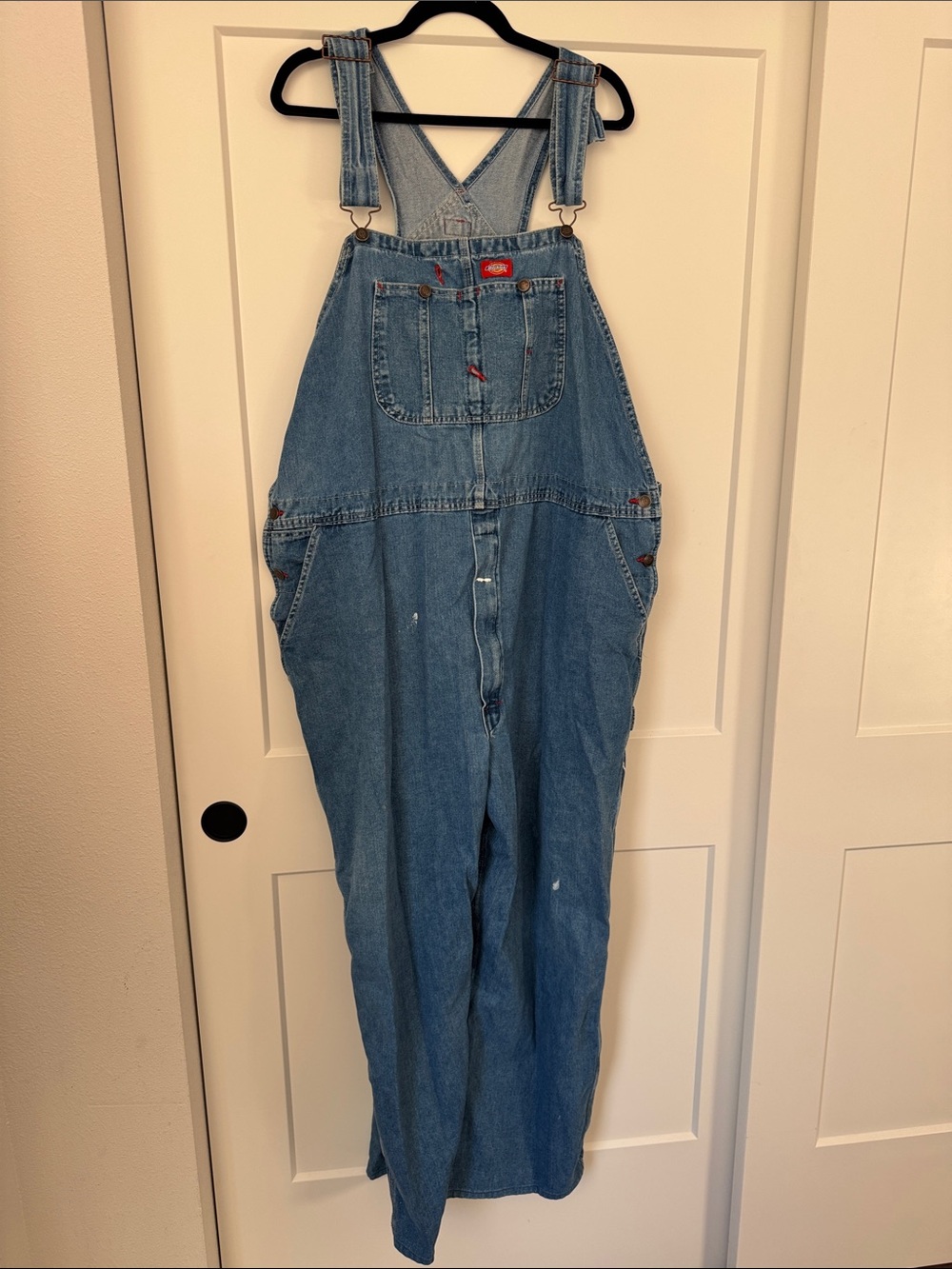Dickies Blue Denim Overalls with Paint Splotches